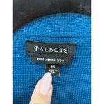 Talbots Milano 100% Merino Wool Moto Zip Jacket Teal Blue Sweater Blazer Women M Photo 3