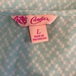 Candie's  Teal Sheer V-Neck Blouse Size L Photo 5