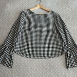 DIP Black & White Gingham Long Sleeve Blouse Bell Sleeves Size M Size M Photo 1