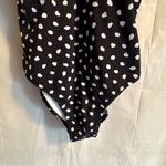 Lands' End Black White Swimsuit Sz 4 Long One Piece Polka Dot Swimwear Beach Pool Photo 3