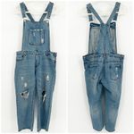 Signatures Womens Work Distressed Denim Jean Straight Leg Overalls Size L Blue Blue Photo 1