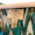 st. john's bay St. John’s bay tank top blouse asymmetrical size 2XL blue green Photo 1