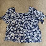 Angels Blue Floral Square Neck Short Sleeve Blouse Size 3X Photo 0