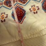 Fig and Flower Embroidered Boho Peasant Top Tassel Tie Blouse Medium Red Photo 4