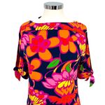 Trina Turk Floral Jersey Split Sleeve Boat Neck Dress Size XS Pink Orange NWT Photo 1