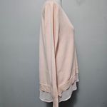 Pacific&Co NY& Peach Vneck Contrast Chiffon Hem Sweater Size XL Photo 1