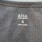 ANA A New Approach Top XL Women's Black Ribbed Knit Square Neck Short Sleeve NWT Photo 3