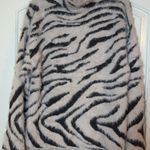Philosophy  Women's Zebra Print Sweater Light Pink Black Fuzzy Nov Fashion Photo 0