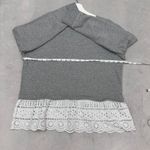 J.Crew Women's Gray / White Eyelet Hem Sweatshirt Top Long Sleeve Size M Photo 8