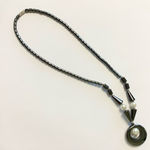 Hematite & Moonstone Milky Cat Eye Necklace 19” Black Photo 3