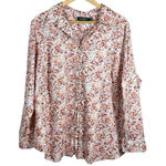 Ralph Lauren Lauren  Women’s Jamelko Floral Cotton Button Top Pink 2X Photo 0