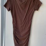 Babaton By Aritzia Brown Scrunched Mini Dress Photo 6