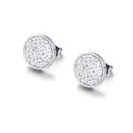 Boutique Sparkling Iced Crystal Round Stud Earrings Silver Plated Stainless Photo 0