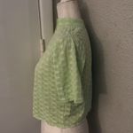 Free People Green Mock Neck Textured Button Closure Back T-Shirt S Casual Boho Photo 3