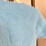 ZARA Blue fuzzy cropped bolero with rhinestone logo, fluffy and cute Size S Photo 8