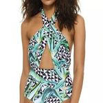 Mara Hoffman ALOE GREEN CROSS TOP ONE PIECE Swimsuit Sz Small Photo 0