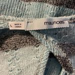 Maurice's  black & blue semi-sheer striped top with keyhole back. Photo 6