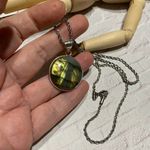 Labradorite Silver Pendant On Stainless Steel Rope Chain Boho Green Photo 2