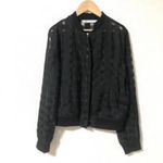 ZARA 🖤 Basic Black Mesh Cutout Bomber Jacket Size M Photo 7