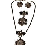 Grandmas Jewelry Matching Earrings Brooch Necklace Designer Costume Jewelry Set Gold Photo 1