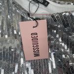 NWT Missguided Silver Sequin One Shoulder Deep Cuff Top Long Sleeve US 4 NYE Photo 6