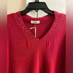 Victoria Collection New York dark red poncho knit silver studded One size NWT Photo 1