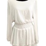 Altar'd State White Long Sleeve Smocked Waist Romper Size: L Photo 0