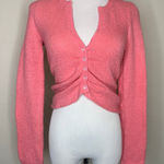 Next Era Pink Ruched Front Button Cardigan Cropped Sz Medium Photo 0