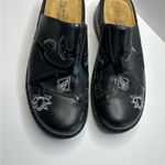Naot Black Leather Mules 41 Decorative floral embroidered Stitching Size 10 Photo 3