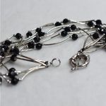 Source Unknown Vintage Captivating Multi Strand Silver Tone Tube Black Faux Pearl Bib Necklace Photo 2