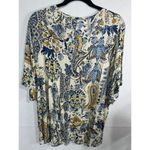 Maurices 24/7 Cream Navy Paisley Print Dolman Short Sleeve V Photo 6