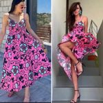 ZARA  Pink Floral Poplin Smocked
Waist Sundress Size Small💛 Photo 3