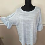 Ruby Rd . Light Blue Thin Short Sleeve Blouse with Bell Sleeves Photo 0