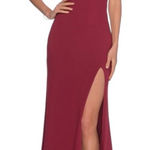 La Femme  28176‎ One Shoulder Gown Burgundy 00 Photo 0