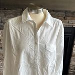 Elegant Women's White Button Down Shirt Size L Photo 2