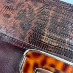 Antonio Melani  NWT Brown Leather Clutch With Tortoise Clasp Green Lining Photo 8