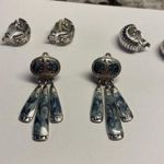 Lot Of 3 Silver Tone Costume Earrings Screw On Clip Photo 3