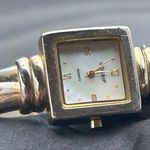 Gossip Mother of Pearl Analog Wristwatch Gold Tone Cuff Vintage Needs Battery Photo 7
