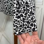 Notations Leopard Print Button Up Blouse White Black Small Long Sleeve Collared Photo 5