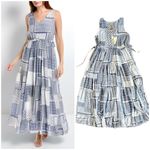 Johnny Was  100% Silk blue off white dress NEW Photo 1