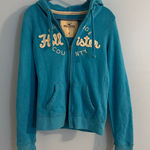 Hollister vintage  blue zip up hoodie “orange county” size M dual zipper Photo 0