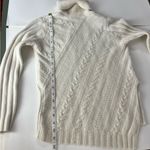 Milly Small Luxe Cable Knit Angora Cashmere & Wool Turtleneck Sweater Cream Photo 9