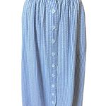 Vermont Country Store Blue Seersucker Stripe Midi Skirt Size Large Photo 0