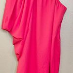 Aidan Mattox NWT One Shoulder Draped Flowy Lip Pink Mini Dress Party Bright Bold Photo 0