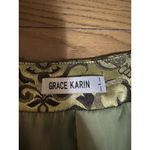 Grace Karin Women Size Large Vest Green Brocade Waistcoat Victorian Pockets Photo 2