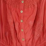 American Eagle Coral Orange Eyelet Lace Off The Shoulder Button Romper Size S Photo 6