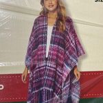 Woolrich boucle plaid cozy blanket wrap with fringe trim Photo 6