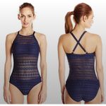 Nautica  Grand Isle Blue Crochet One Piece Swimsuit size 14 Beach Vacation Photo 1