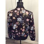 Hippie Rose Floral Zip Up Front Large L Bomber Jacket CUTE EUC Photo 2