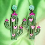 Cactus‎ with pink hearts acrylic CLIP Photo 1